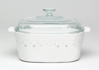 Corningware Casserole FLORAL CORONET A-5 with Lid, Ceramic Round Serving Dish with Handles Pack of 2 Cook and Serve Casserole