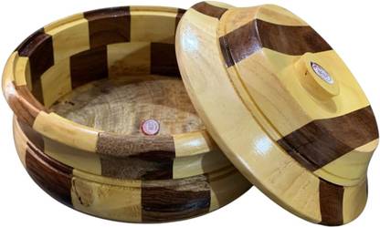 Prime Handicrafts Wooden Roti Box || Chapati, Puri, Paratha Box || 9 Inches Diameter || Serve Casserole