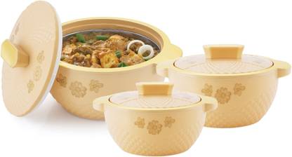Nabhya Solar Insulated Inner Stainless Steel BPA Free 3000ML, 2200 ML &1200 ML Pack of 3 Cook and Serve Casserole