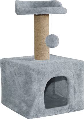Hiputee Soft Fur Condo Activity Cat Tree - Sisal Rope, Scratching Post For Cats Kittens Free Standing Cat Tree