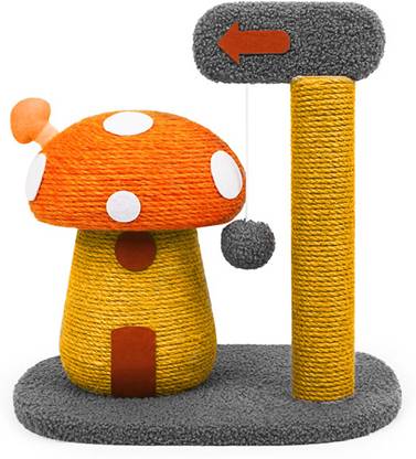 Goofy Tails Mushroom Cat Tree Post | 2-in-1 Scratch Post and Activity Tree for Cats Free Standing Cat Tree