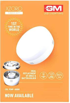 GM GM Plastic 12 Watts Xzoro Led Round Surface Light 6000K (Cool White) Ceiling Light Ceiling Lamp