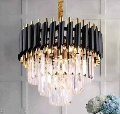 Luxara Luxurious 300mm Crystal Black Gold Polish Colour Changing Jhumar Chandelier Ceiling Lamp