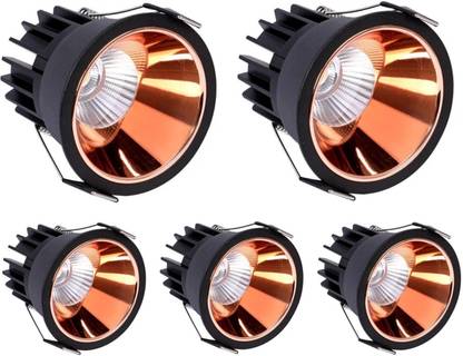 Hybrix LED 12 Watt Optical COB deep Spot down Light, Rose Gold Chrome, WARM WHITE, 5 Cob Light Ceiling Lamp