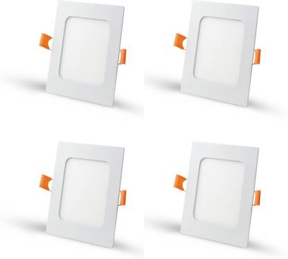 Brightline 3 Watt Ultra Slim White Led Super Bright Panel Light Square Shape Conceal POP Light (Pack of 04) Recessed Ceiling Lamp