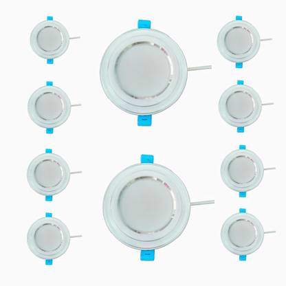 Akash Concealed light 7W LED Down Light, Cool White Light, Round, Pack of 10 pcs Ceiling Light Ceiling Lamp
