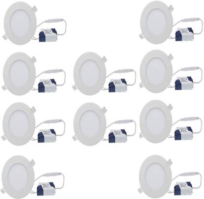 GALAXY 6 watt LED Round Slim Panel White Light False Ceiling POP DownLight Indoor Light pack of 10 Recessed Ceiling Light Ceiling Lamp