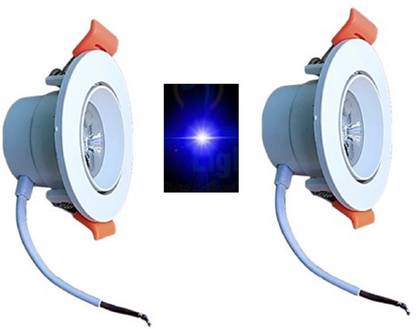 OTSLights 3W White Body COB Focus Movable Light Cutout - 2"/ 4.8cm) (Blue,Pack of 2) Recessed Ceiling Light Ceiling Lamp