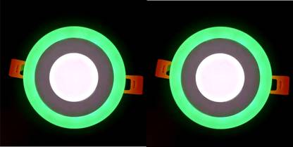 Hybrix LED Panel Light 6 Watt(3+3) Fan Box Concealed Light, 3D Green+White Color Effect Recessed Ceiling Light Ceiling Lamp