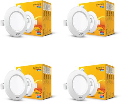 Wipro Alpha 10W Round Downlight Junction Box | Cool Day White (6500K) | Pack of 4 Recessed Ceiling Lamp