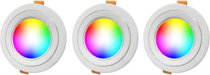 MVL 9W 7-in-1 Round LED Conceal Panel Down Light Colour Changing Light (Red/Blue/Pink/Green/Yellow/Sky-blue/White, Pack of 3) Ceiling Light Ceiling Lamp