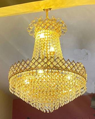 Shri Mahal Antiques Crystal Big Size Jhumar WITH BULB Light For Living Room/Hall/ Chandelier Ceiling Lamp