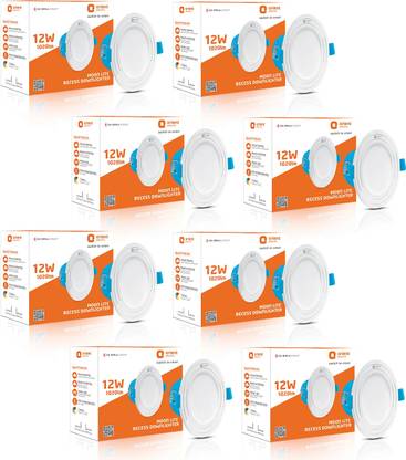 Orient Electric Moonlite Recess 12W Downlighter - Warm White, Pack of 8 Downlighter Ceiling Light Ceiling Lamp