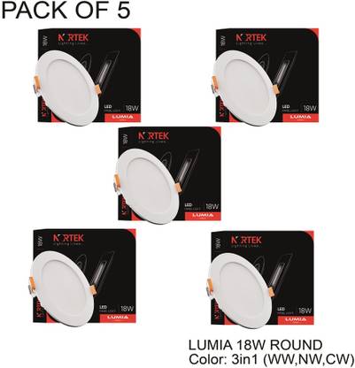 Nortek Lumia 18W Round 3in1 Led Panel Light Color Changing Led Ultra Slim Pack of 5 Recessed Ceiling Lamp