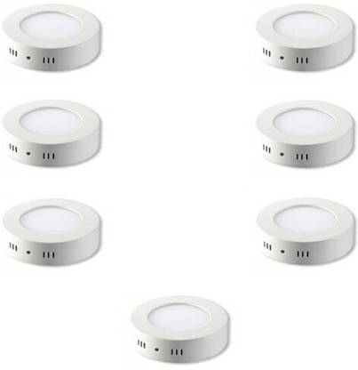 GLAZO 6 watt Led Surface light round cool white pack of 7 Recessed Ceiling Lamp