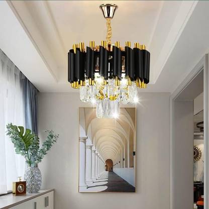 Lumina Modern 300mm Black and Gold Chandelier Light Fixture, 12 inch Chandelier Ceiling Lamp