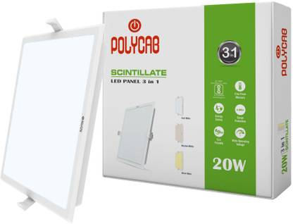 Polycab Polycab 20W Scintillate 3-in-1 Color Changing LED Panel Light Recessed Ceiling Lamp
