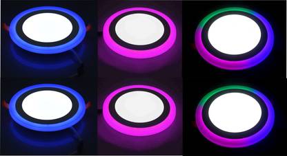 Hybrix HQ-LED Ceiling Panel Light 6 Watt (3+3) POP Down Light, Surface Mounted Spotlight, Pack Of 3 (2 RGB+2 BLUE+2 PINK With White), 3D Effect, MultiColor Combination, Ceiling Lamp (PACK OF 6) Recessed Ceiling Light Ceiling Lamp