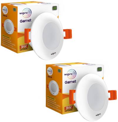 Wipro Garnet 3W LED Mini Downlighter,Pack of 2 Recessed Ceiling Light Ceiling Lamp