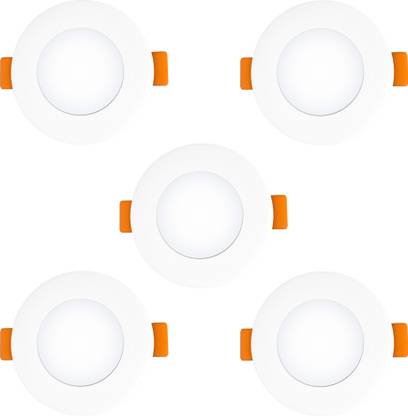 Fybros 3 Watt 40mm Cut Size White Zeno Ceiling Down Light 3w Round (Pack of 5) Recessed Ceiling Light Ceiling Lamp