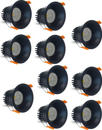 D'Mak D'Mak 12W Black Body LED Deep COB Light Pack of 10 Ceiling Light Ceiling Lamp