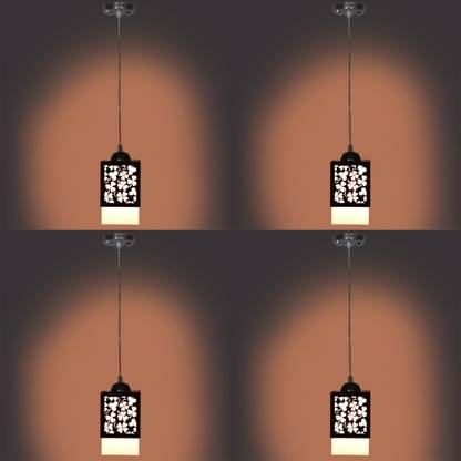 Gojeeva Wooden Hanging Lamp Without Bulb(PACK OF 4) Pendants Ceiling Lamp