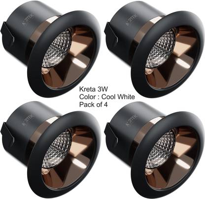Nortek Kreta 3W Led Spot Light with Rosegold Reflector Black Body Cool White Pack of 4 Recessed Ceiling Light Ceiling Lamp