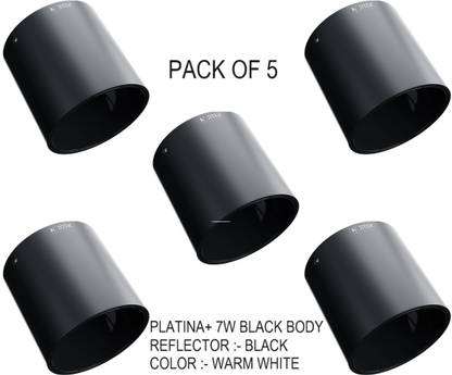 Nortek Platina+ 7W Cylindrical Light Black Body Black Reflector Warm White Pack of 5 Ceiling Light Ceiling Lamp