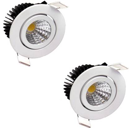 GALAXY LED Ceiling COB Spot Light 6 Watt Round Warm White (3000K) Tilt Pack of 2 Recessed Ceiling Lamp