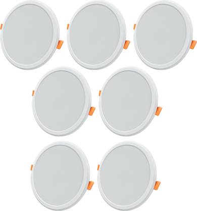 ASTER LITE 8-Watt Slim Round LED Panel Light/Ceiling Light (Cool White, Pack of 7) Recessed Ceiling Lamp