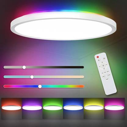 Verilux RGB Dimmable Led Flush Mount Ceiling Light with Remote, 12Inch 24W High Bright Ceiling Light Ceiling Lamp