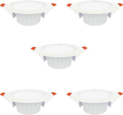 Fybros 9 Watt 80mm Cut Size White Silvio Ceiling Down Light 9w Round (Pack of 5) Recessed Ceiling Light Ceiling Lamp