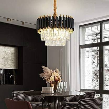 Arus Modern K9 Crystal Black Gold(300mm) 3Colors Warm White, Moon Light,Golden Light. Chandelier Ceiling Lamp