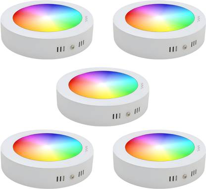 MVL 9W 7in1 Multicolour Surface Led (Red/Pink/Blue/Yellow/Violet/Green/White) Pack-5 Recessed Ceiling Light Ceiling Lamp