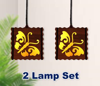US DZIRE 2515 Butterfly Wooden Ceiling Light ( 2 Lamp Set With Bulb )For Home Decor Pendant Lamp Ceiling Lamp