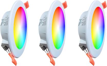 MVL Maxa 10-Watts 7-in-1 Multicolour Round Led Conceal Down Light Pack of 3 Ceiling Light Ceiling Lamp