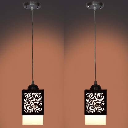 Gojeeva Wooden Hanging Lamp Without Bulb(PACK OF 2) Pendants Ceiling Lamp