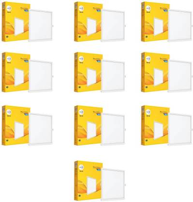 Wipro Garnet 10W Square LED Panel Cool White Light (6500K) Pack of 10 Ceiling Light Ceiling Lamp