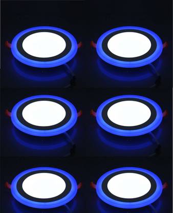 Hybrix LED Ceiling Panel Light [9 Watt] Down Light, Ceiling Mounted Spotlight, Dual Color 3D Effect Blue & White Combination, Ceiling Lamp, 5.10 Inch Panel Size (Pack of 6) Recessed Ceiling Light Ceiling Lamp