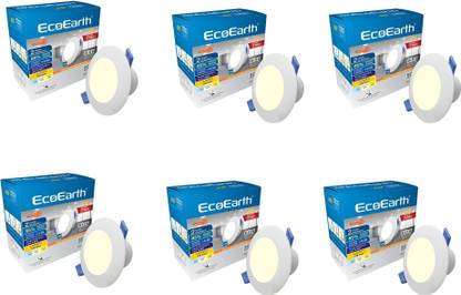 ECOEARTH Bixy |4W| Led Junction & Concealed Downlight |Round| Neutral White | Pack of 6 Recessed Ceiling Light Ceiling Lamp