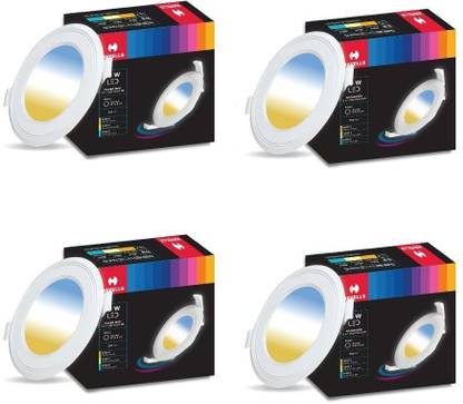 HAVELLS 10W FAZER NEO Round Led Panel Downlight Color Changing Light Pack of 4 Junction Box Ceiling Lamp