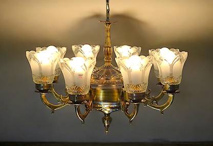 Prop It Up 8 Light Portuguese Style Brass Antique Finish Medium Size Pendant Hanging Light Chandelier Ceiling Lamp