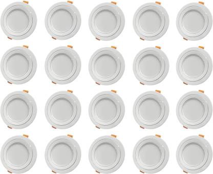 MVL MVL 9W White Bright Led Ceiling Down Light Round pack of 20 Recessed Ceiling Lamp