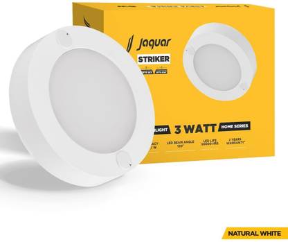 Jaquar 3W Striker Mini Round Surface Downlight with Heat Sink Natural White (Pack of 1) Ceiling Light Ceiling Lamp