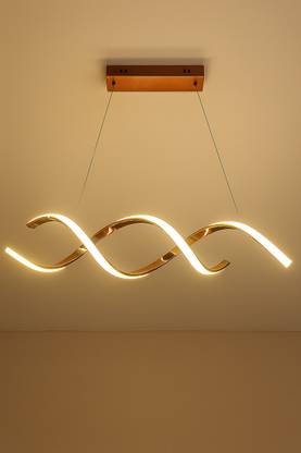 Blissbells Twister Gold Led Smart Voice Assist Chandelier, By Smartway Lighting Chandelier Ceiling Lamp