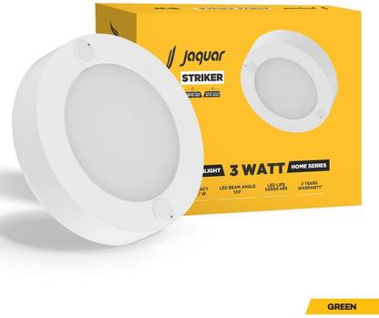 Jaquar 3W Striker Mini Round Surface Downlight with Heat Sink | Green (Pack of 1) Ceiling Light Ceiling Lamp