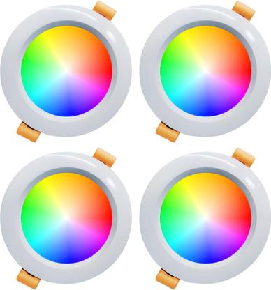 MNLight MN Light 10 watt 7 in 1 Led down Light Round Rezar pack of 4 multi color Ceiling Light Ceiling Lamp