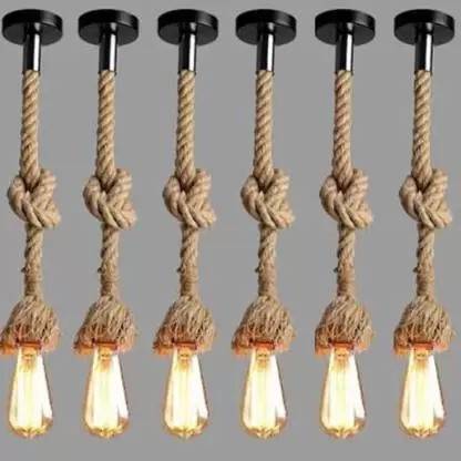 spark world Pendant Rope Lights for Ceiling Hanging Lights (Bulb not included - Pack of 6) Pendant Lamp Ceiling Lamp