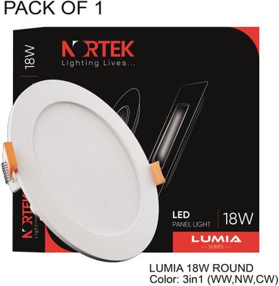 Nortek Lumia 18W Round 3in1 Led Panel Light Color Changing Led Ultra Slim Pack of 1 Recessed Ceiling Lamp