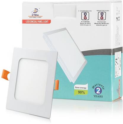 D'Mak 6 Watt LED Square False Ceiling/ Recessed Panel Light for POP Recessed Ceiling Lamp